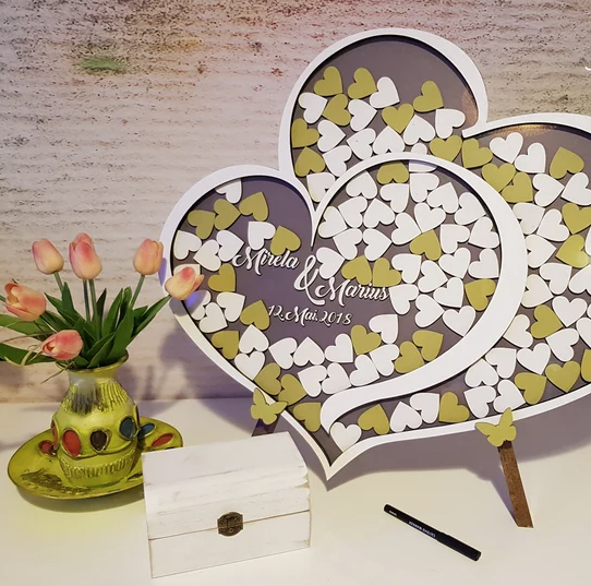 Custom Wedding guest book, Alternative Guestbook Gold Gray