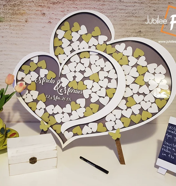 Custom Wedding guest book, Alternative Guestbook Gold Gray