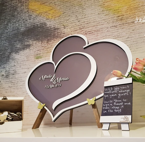 Custom Wedding guest book, Alternative Guestbook Gold Gray